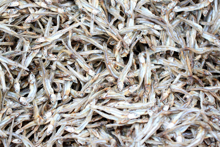 texture of anchovy fish after drying in sunlight a ready cooking.の写真素材