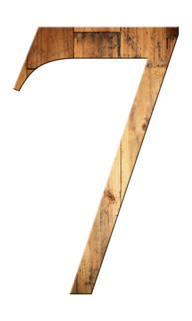 font of number seven with textured wooden for objects background.の写真素材
