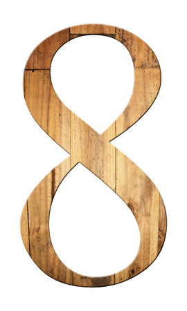 font of number eight with textured wooden for objects background.
