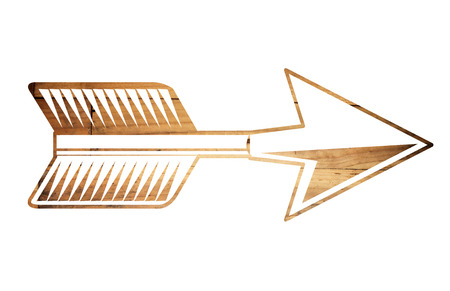 Directional arrow made of old wood surface for straight.の写真素材