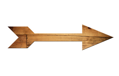 Directional arrow made of old wood surface for straight.の写真素材