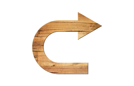 Directional arrow made of old wood surface for reverse a car.の写真素材