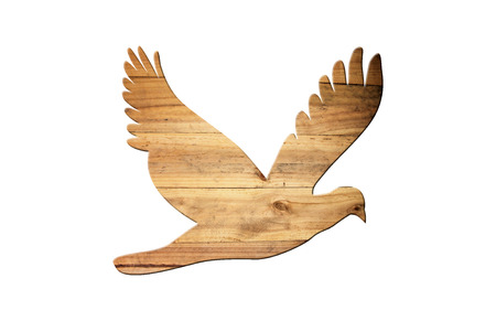 The shape of bird on old wood surface for Natural background.の写真素材