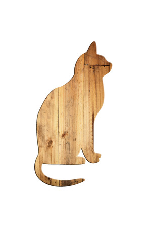 The shape of cat on old wood surface for natural background.の写真素材
