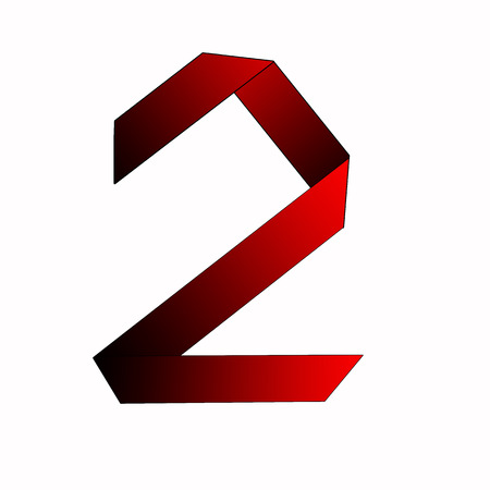 Red dark of Big size numbers two isolated on white background.の写真素材