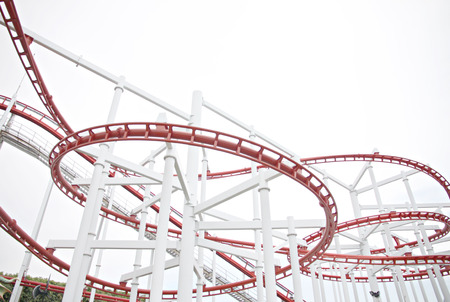 Roller of coaster on white background in the amusement park.の写真素材