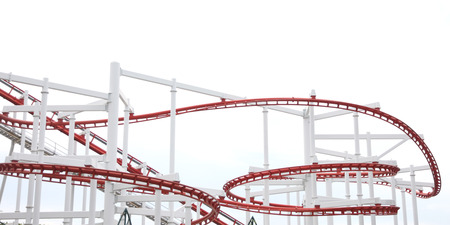 Roller of coaster on white background in the amusement park.の写真素材