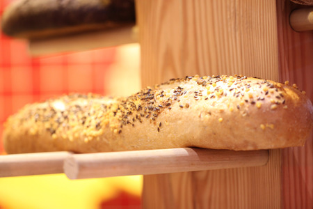 Baked bread with poppy for foods background.の写真素材