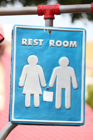 Label Blue Bathroom for background.の写真素材