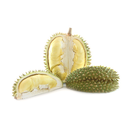peeled durian isolated on white background.の写真素材