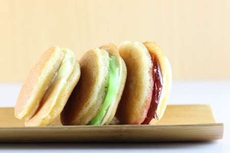 Thailand macaroon on bamboo dish for foods background.の写真素材