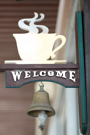 The wood badge in symbol of coffee.の写真素材