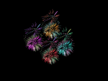 colorful fireworks on black .の写真素材