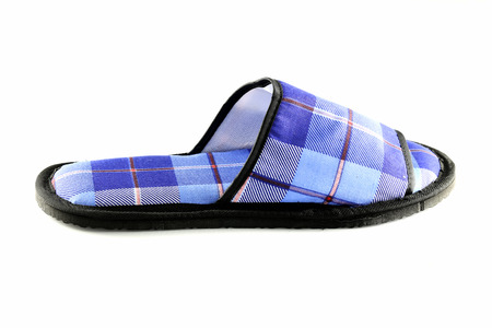 Blue Slippers isolated on white background.の写真素材