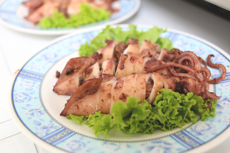 Deep Fried Squid Garlic and Pepper on dish.