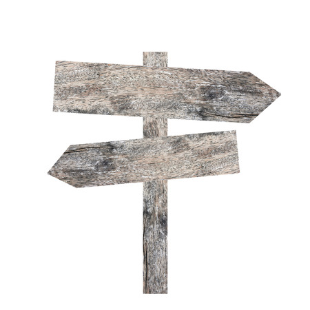 old wooden signboard isolated on white background.の写真素材