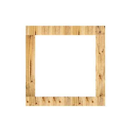 Old wooden frame isolated on white background.の写真素材