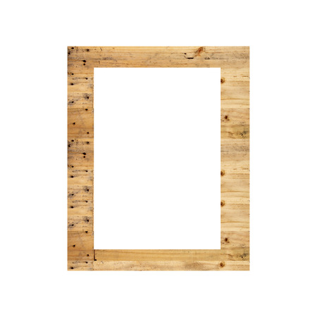 Old wooden frame isolated on white background.の写真素材