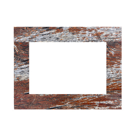 Old wooden frame isolated on white background.の写真素材