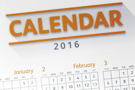 The picture Text on calendar show in 2016 year.