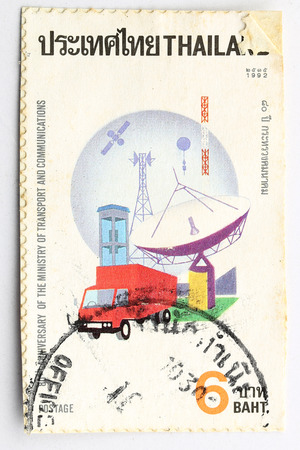 BANGKOK - A old stamp printed by Thailand Post circa 1992 and shows image Department of Transportation ,THAILAND.のeditorial素材