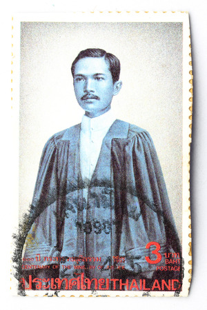 BANGKOK - A old stamp printed by Thailand Post circa 1990 and shows image of Great king rama 5,THAILAND.のeditorial素材