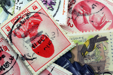 BANGKOK - Pile A old stamp printed by Thailand Post circa 1990 and shows image of Arts and Culture,THAILANDのeditorial素材