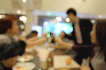 Background blur of Restaurants cafe at night.の写真素材