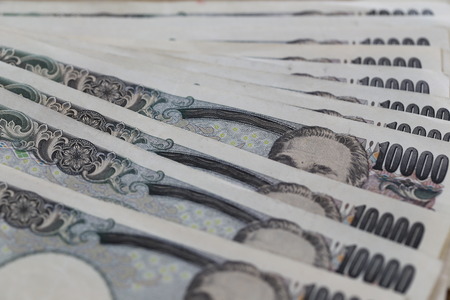 Banknotes of the Japan in macro style.の写真素材