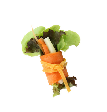 roll salad isolated on white background の写真素材