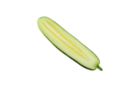 Fresh cucumber in cut isolated on white background with clipping paths.の写真素材