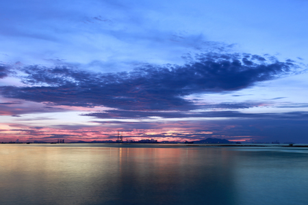 Twilight of sea sunset in Thailand at location Sichang island,Sriracha,Chonburi.の写真素材