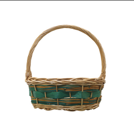 Empty wicker basket isolated on white background and have clipping paths for design.の写真素材