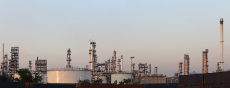 Oil refinery in the evening of panorama style,photography on twilight style.のeditorial素材