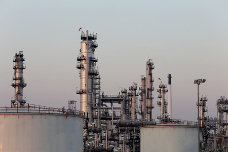 Oil refinery in the evening,photography on twilight style.のeditorial素材
