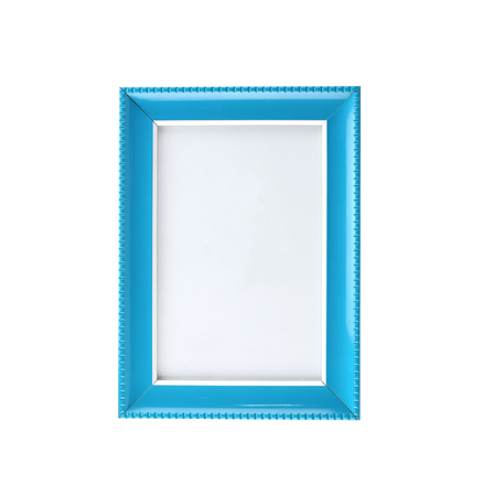 Modern blue picture frame isolated on white background.