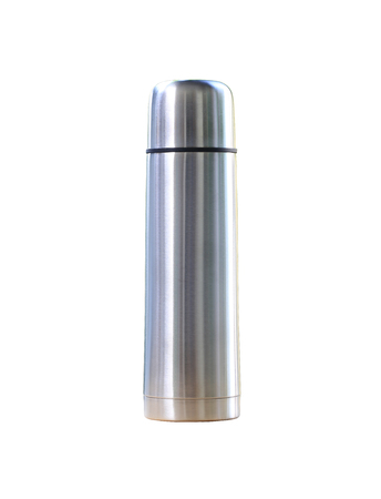 Water glass of aluminum (Aluminum mug) isolated on white backgroundの写真素材