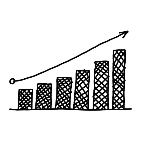 Hand drawn a business bar graph show to concept of data processing on the white background.の写真素材
