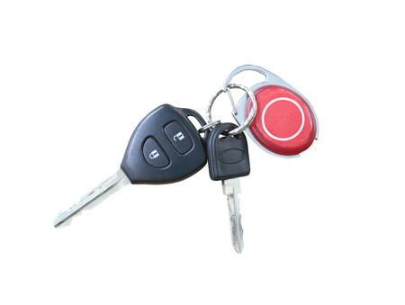 Key chain Car isolated on white background and have clipping paths.の写真素材