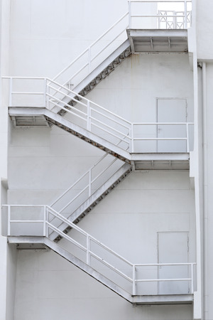 White stairs of a building for emergencies in Safety concept.の写真素材