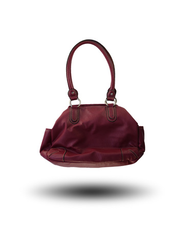Purple handbag fashion isolated on white background and have clipping paths.の写真素材