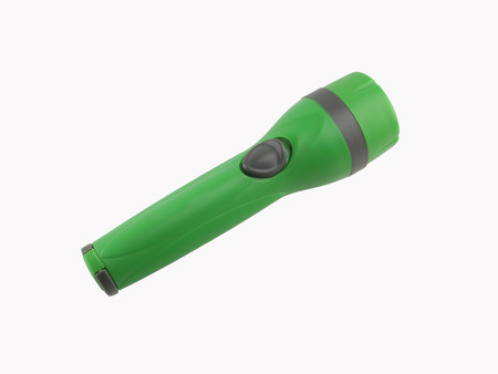 Flashlight green isolated on white background and have clipping paths.の写真素材