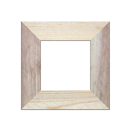 Old wooden frame isolated on white background.の写真素材