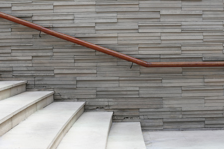 Walls and walkways with handrails for safety concept.