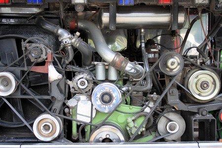 Engine of the car in repair garage.の写真素材