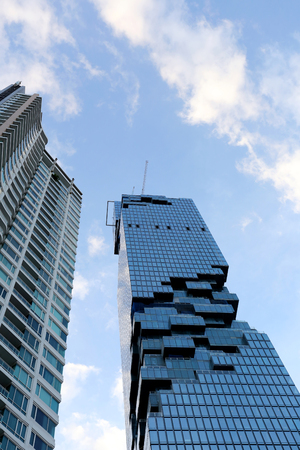 BANGKOK - September 03 :View from the bottom of Mahanakhon building,This is the new highest of building in Bangkok,September 03,2016 at Thailand.のeditorial素材