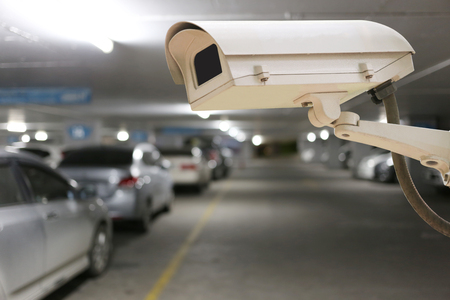 CCTV camera digital video recorder in car park for Security of place.の写真素材