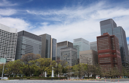 Skyscraper or Buildings in Marunouchi Area in Tokyo and Center of commercial business district,located in Chiyoda,Tokyo Imperial Palace,JAPAN.のeditorial素材