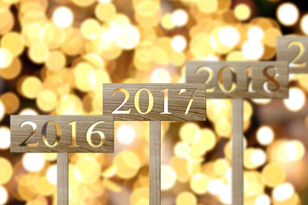 most obvious of sign wooden in number 2017,concept of new year on Two thousand and seventeen.の写真素材