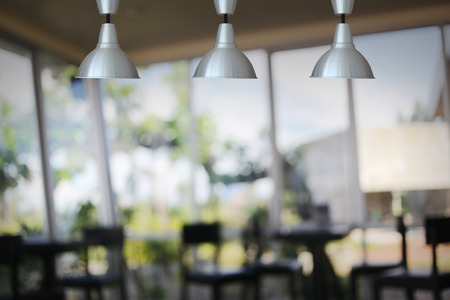 silver of modern lamps in a restaurant,concept of interior with lights.